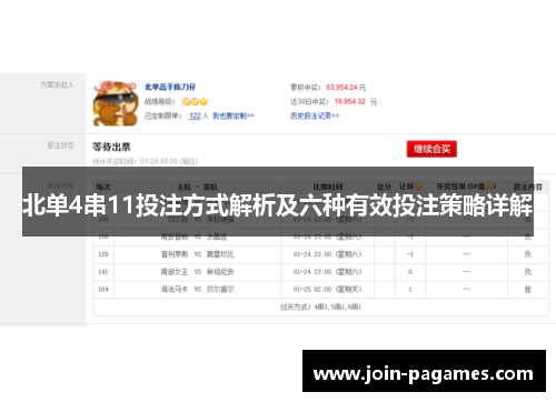 北单4串11投注方式解析及六种有效投注策略详解